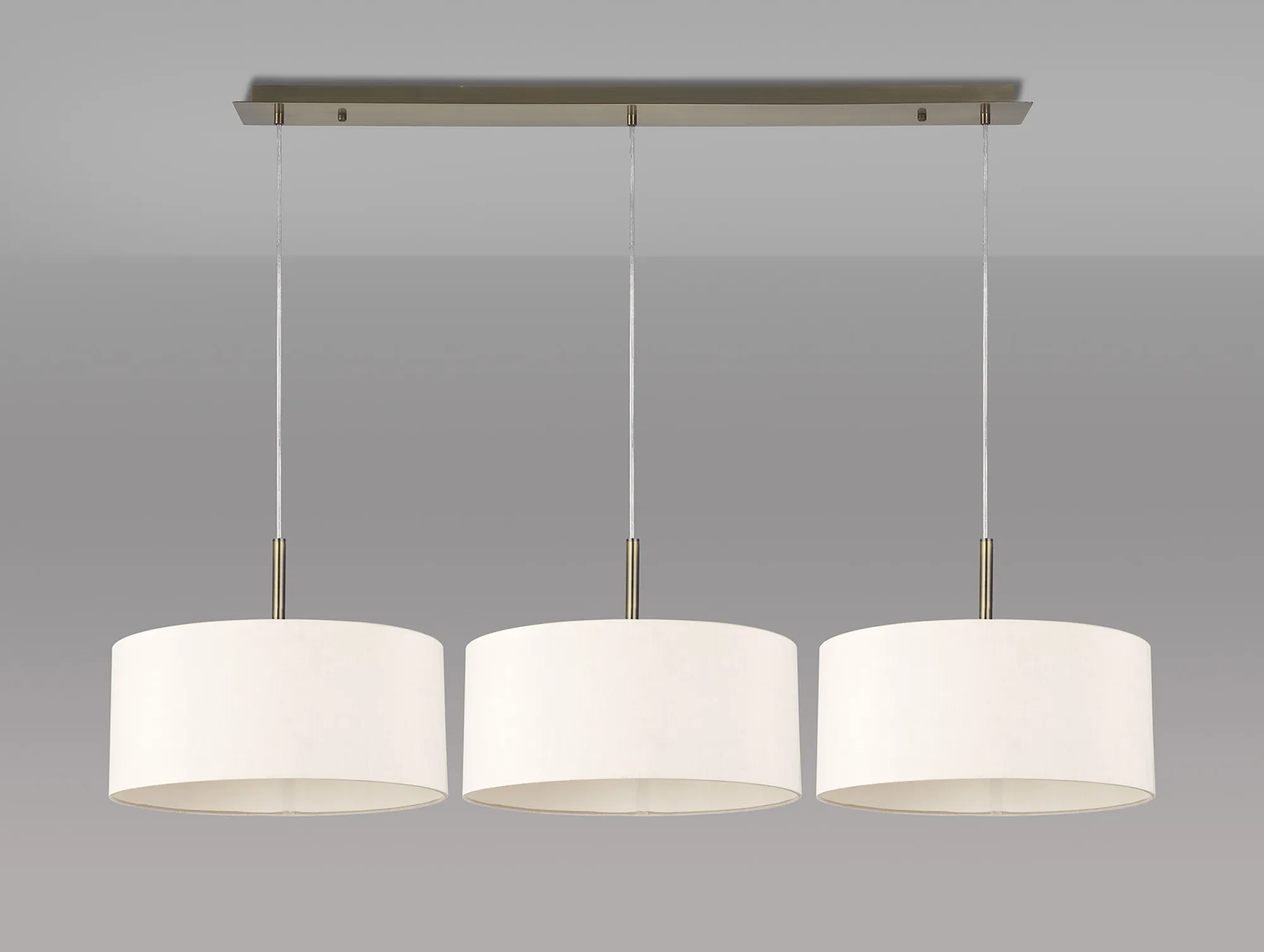 Baymont 40cm Shade 3 Light Pendant Antique Brass, Nude Beige/Moonlight DK0578  Deco Baymont AB NU